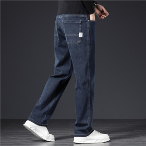 高端加绒加厚牛仔裤男士直筒宽松裤子新款秋冬款保暖休闲男裤