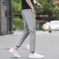 纯色休闲裤男士2026新款春夏商务直筒时尚百搭修身长裤透气九分裤