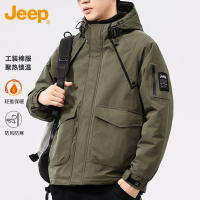 Jeep吉普夹克棉服男士新款保暖美式工装连帽棉衣2024年冬季外套男
