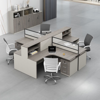 易企采 十字型四人位不含椅 职员办公桌组合员工位卡座屏风隔断财务行政办公桌