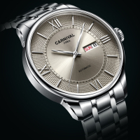 瑞士嘉年华(CARNIVAL)新款正品手表进口Miyota机芯自动机械表 男表时尚防水商务大表盘精钢男士腕表8846