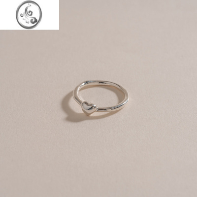 JiMi 网红潮流简约光面爱心戒指女小众设计高级感素圈ins潮指环