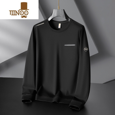 YANXU加肥加大码圆领卫衣男款休闲长袖套头打底衫胖子宽松运动T恤