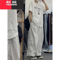 YIBUSHENG慵懒日系裤子女小个子九分阔腿裤季韩版chic复古直筒工装休闲裤