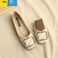 聚范特价紅蜒青单鞋女2023夏新款浅口平底豆豆鞋秋季软底舒适女鞋