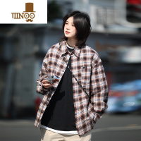 YANXU 格子衬衫男外套春季衬衣日系休闲宽松开衫长袖工装ins