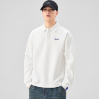 日系简约字母印花青少年翻领长袖POLO衫卫衣修身宽松百搭