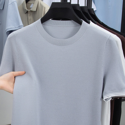 春夏新款男士短袖T恤简约圆领青年简约休闲纯色透气舒适薄款