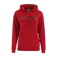 高田贤三(Kenzo)红色刺绣徽标连帽卫衣宽松百搭舒适棉质女款运动