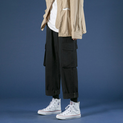 HongZun机能工装裤子男秋冬季韩版潮流百搭直筒运动男裤加厚阔腿休闲长裤工装制服