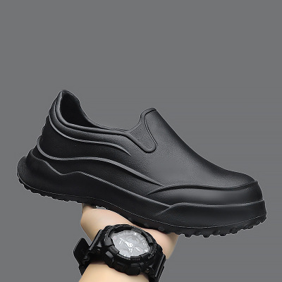 男士新款舒适潮流时尚日常轻便休闲圆头纯色透气包头男款拖鞋