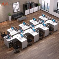 质凡L型办公桌椅组合职员简约现代双4人位屏风办公室员工隔断工位卡座