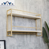 北欧金色酒架壁挂酒柜简约轻奢红酒展示架墙上装饰置物架悬挂杯架 三维工匠