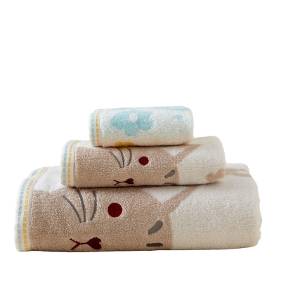 伊伊爱 全棉色织猫咪毛巾