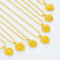 越南沙金桃心形吊坠女仿真黄金色锁骨链女久不掉色镀金项链首饰送女朋友老婆情人节七夕生日礼物