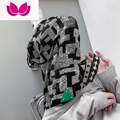 七斓oversize裤子高街美式复古vibe休闲裤男夏季凉感黑白格子男裤长裤