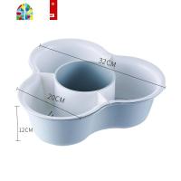 火锅店盘子塑料家用洗菜盆厨房配菜盘蔬菜拼盘沥水洗菜篮子水果盘 FENGHOU 大号蓝色34.5*20*12cm