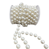 企采严选 婚庆珍珠串仿珍珠连线珠链条diy婚礼现场装饰珍珠帘场景布置材料 10mm米白(一卷约9米)