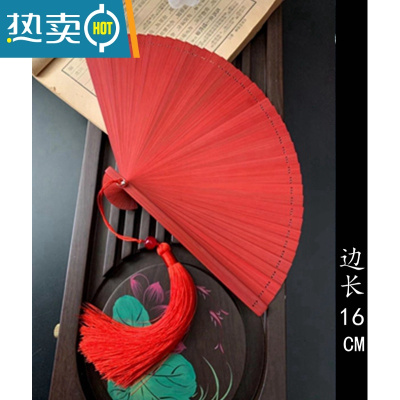 XIANCAI全竹扇子古风镂空中国风女士折扇子夏季黑色小跳舞扇古典便携折叠 倚楼听风