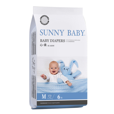 SunnyBaby心柔系列纸尿裤轻薄干爽透气M码（6-11kg）6片旅行装