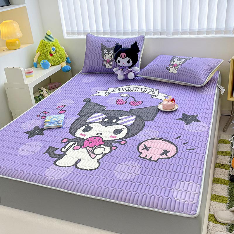 三丽鸥A类凉感丝乳胶凉席三件套床笠款夏季卡通凉感冰丝席子