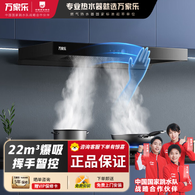 万家乐(Macro)欧式顶吸抽油烟机 22立方大吸力双塔拢烟双进风系统直吸瞬净不跑烟 挥手感应智旋爆风洗 T4R1