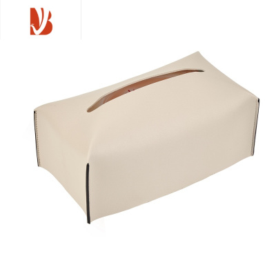 三维工匠北欧ins原创皮纸巾盒家用简约创意样板间卫生间洗脸巾抽纸盒 奶油白[L码大号] 硬盒款勿拍