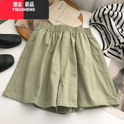 YIBUSHENG火cec松紧腰阔腿裤女韩版宽松高腰外穿居家运动休闲短裤