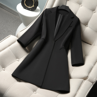 语娄休闲炸街黑色小西装外套女春秋韩版宽松中长款垂感百搭西服女上衣2021西装