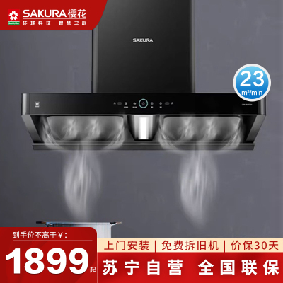 樱花抽油烟机欧式油烟机大风量大静压双腔拢烟家用CXW-258-PTC06