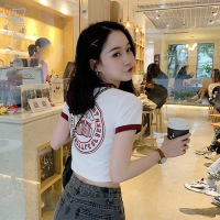 短款修身小个子打底衫女士上衣夏季性感露脐短袖T恤女装休闲衣服