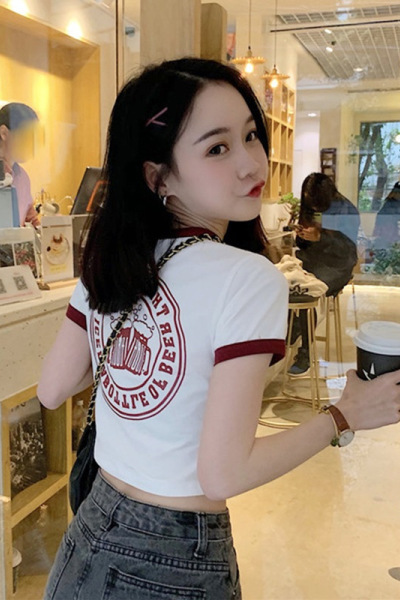 短款修身小个子打底衫女士上衣夏季性感露脐短袖T恤女装休闲衣服