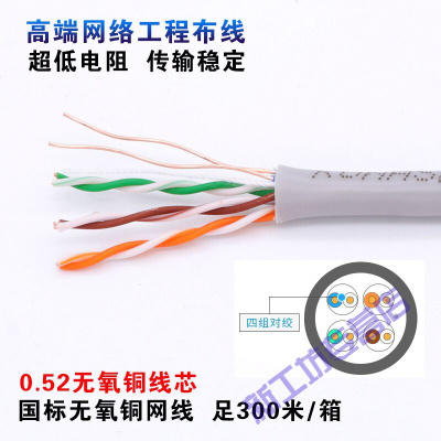 苏宁放心购超五类六类千兆网线监控无氧铜网线家用高速室外8芯网络线30-豪华版-0.52国标无氧铜-灰100m