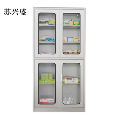 苏兴盛文件柜不锈钢柜子储物柜资料柜档案柜带锁文件柜201上下玻文件柜