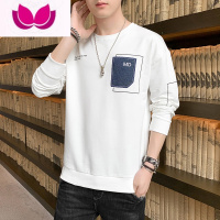 七斓春季新款韩版潮流长袖t恤潮牌休闲加绒打底春装上衣圆领男士卫衣
