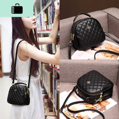 小包包2020新韩版潮洋气百搭质感菱格包ins学生时尚单肩斜挎女包NEW LAKE 黑色女斜挎包