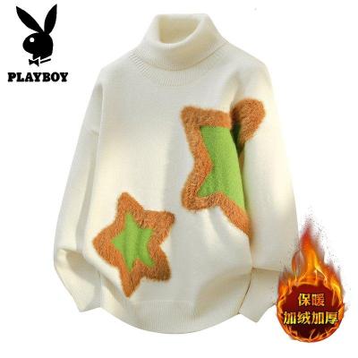 花花公子新款 2025冬可翻高领领针织毛衣男