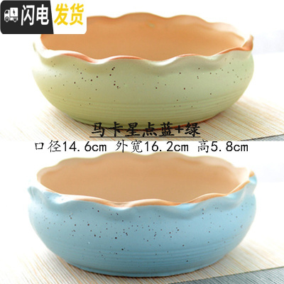 三维工匠大口径多肉花盆陶瓷透气肉肉绿植拼盘粗陶特大号 玛卡蓝绿组合 中等花盆容器