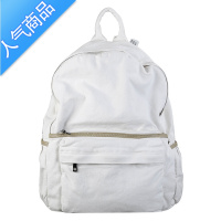 封后日系双肩包慵懒风无印背包水洗纯色帆布包情侣垂感学生书包女百搭