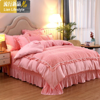 ins网红四件套公主风蕾丝花边床裙式床单被套1.5/1.8m米床上用品 三维工匠