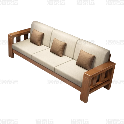 洛泰远 简约实木沙发胡桃色实木沙发 三人位 2040*750*880mm