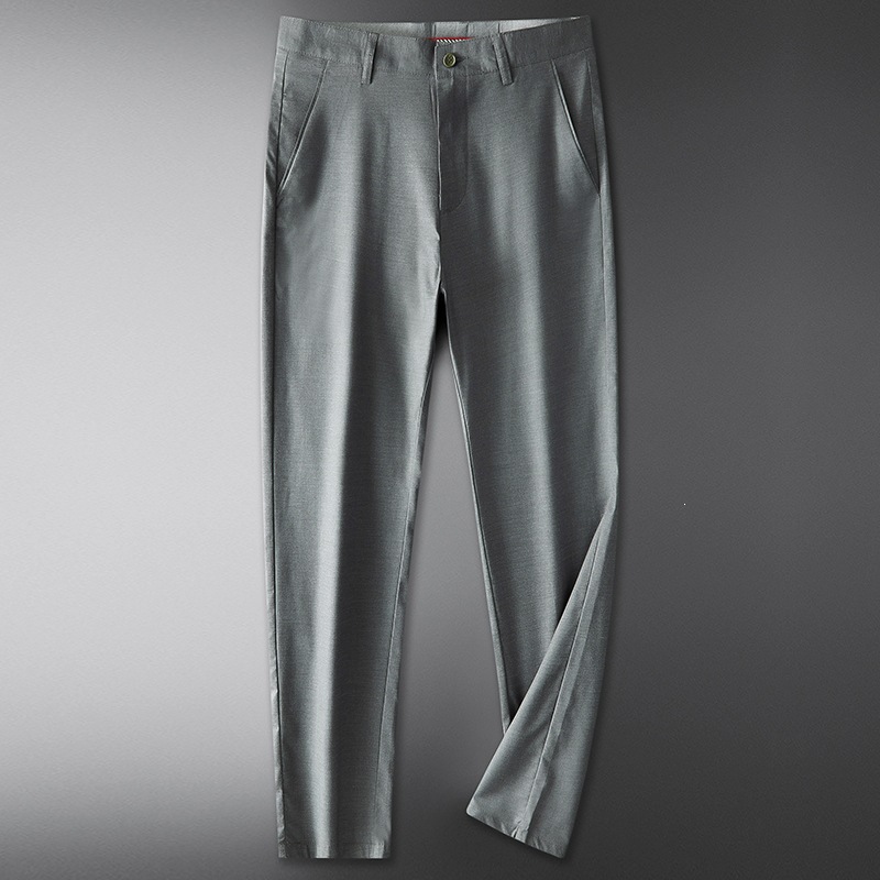 夏季超波直筒莫代尔男西裤薄款元宽松新款限价轻商务休闲裤黑色男