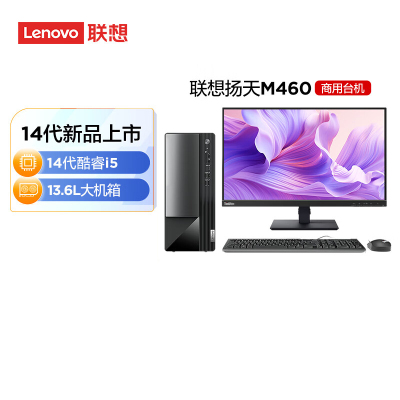 联想(Lenovo)扬天M460 定制升级 商用办公台式电脑整机(i5-14400 32G 2T+512G SSD固态 Win11)21.45英寸显示器 定制