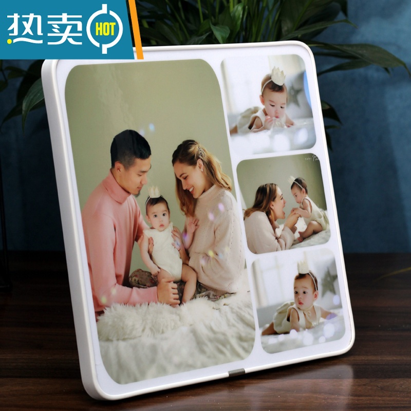 敬平儿童宝宝照片摆台组合拼图相框定制带相框来图定做全家福影楼相册 一大三小 60X60厘米