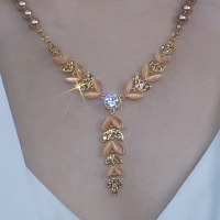 高级感香槟色麦穗满钻项链女复古宫廷风夸张颈链晚宴礼服轻奢配饰送女朋友老婆情人节七夕生日礼物