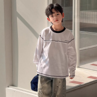 男童春装白色长袖T恤2026新款大童春秋款上衣洋气儿童春季打底衫