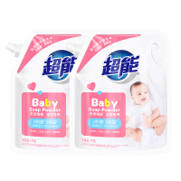 超能婴幼儿天然皂粉洗衣粉宝宝专用手洗机洗家庭装 1Kg*2袋