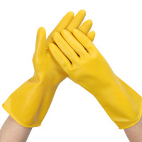 厚玖牛筋软胶劳保手套橡胶手套/黄色中厚款5双/包