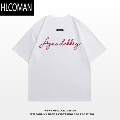 HLCOMAN美式街头设计字母印花短袖T恤男夏季ins潮牌百搭宽松上衣