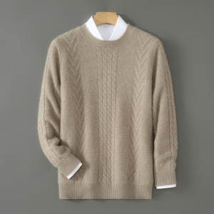 秋冬款羊毛圆领加厚男士羊毛衫长袖套头休闲毛衣商务大码针织打底